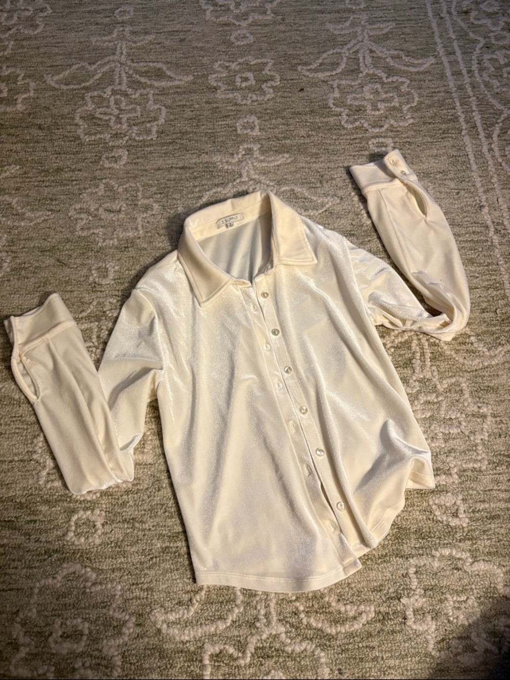 Z Supply Cream Velor Button-Up Top